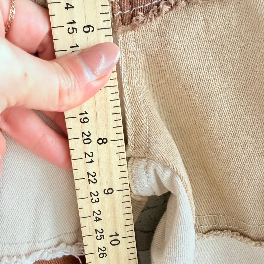 Patchwork‎ Flare Jeans Boho Frayed Low Rise Denim Womens 29 Festival Retro - Picture 8 of 11